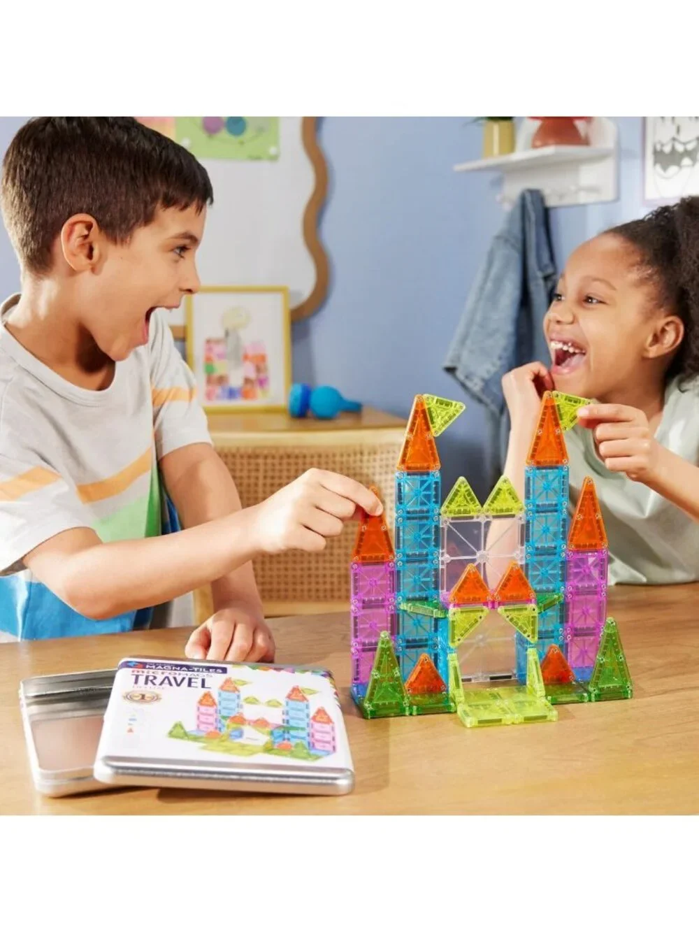 Deluxe 55-Piece Magnetic Building Set - Travel-Friendly Construction Toys